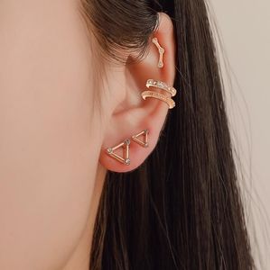 Set of 3 geometric earrings and 2 ear cuffs clips